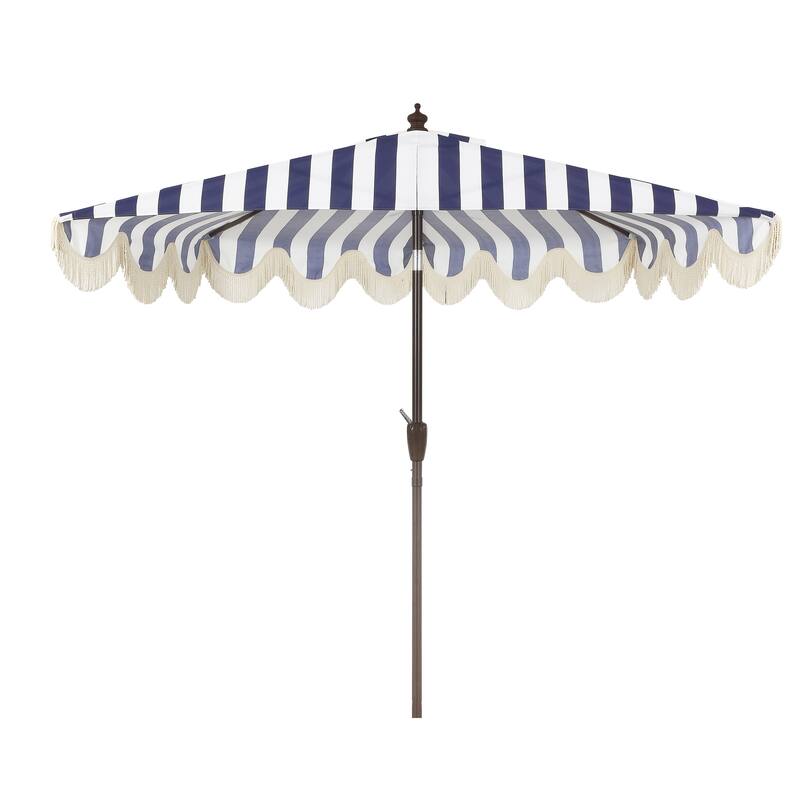 9ft Half Market Umbrella, Scalloped, Crank, Tilt, UV, by JONATHAN Y
