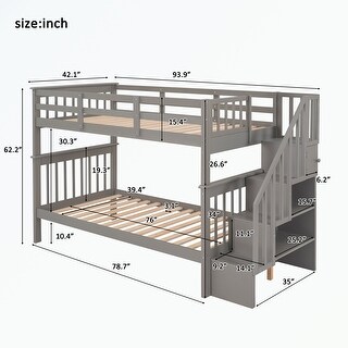 Stairway Twin-Over-Twin Bunk Bed with Storage and Guard Rail - Bed Bath ...
