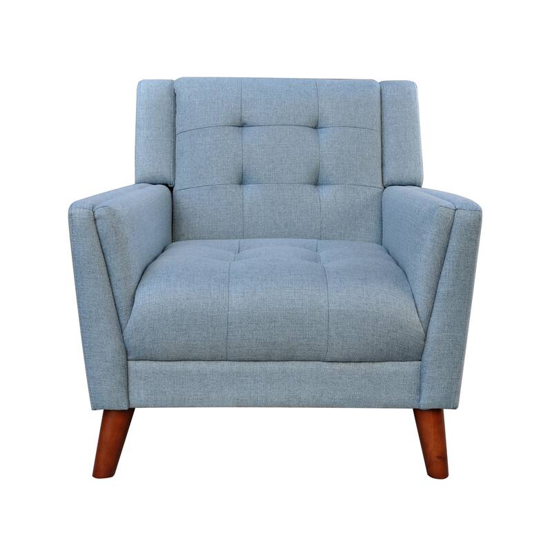 Mid Century Modern Accent Chair, Living Room Chairs Wingback Armchair - Blue