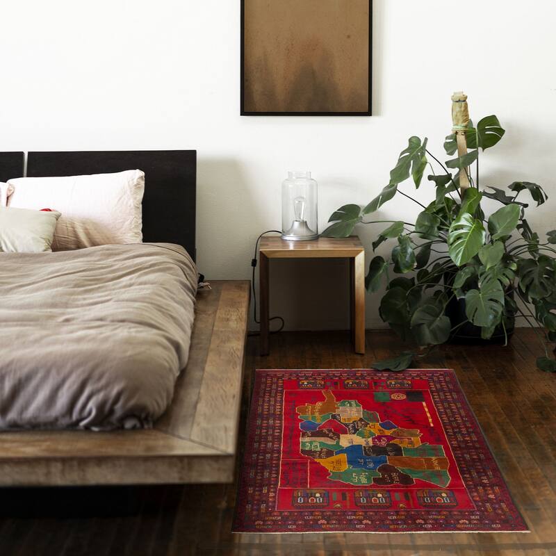 ECARPETGALLERY Hand-knotted Teimani Red Wool Rug - 3'7 x 5'10