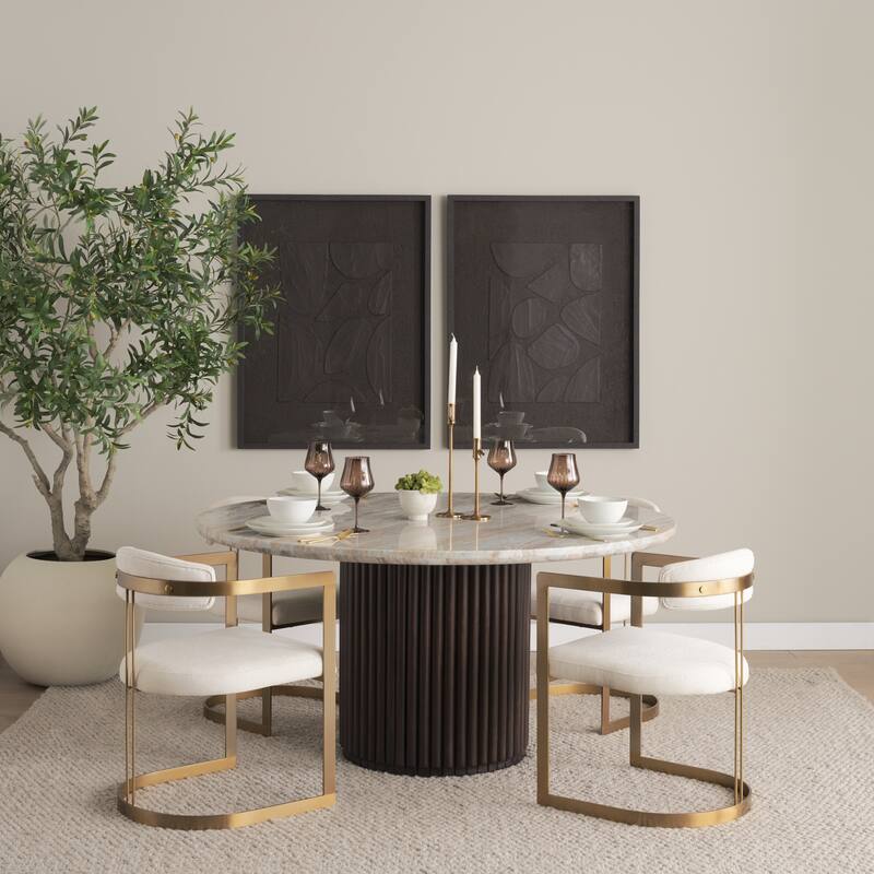 Hollyfield II Cream Fabric Seat W/ Gold Iron Frame Dining Chair - 20.4"W x 21.2"D x 29.5"H