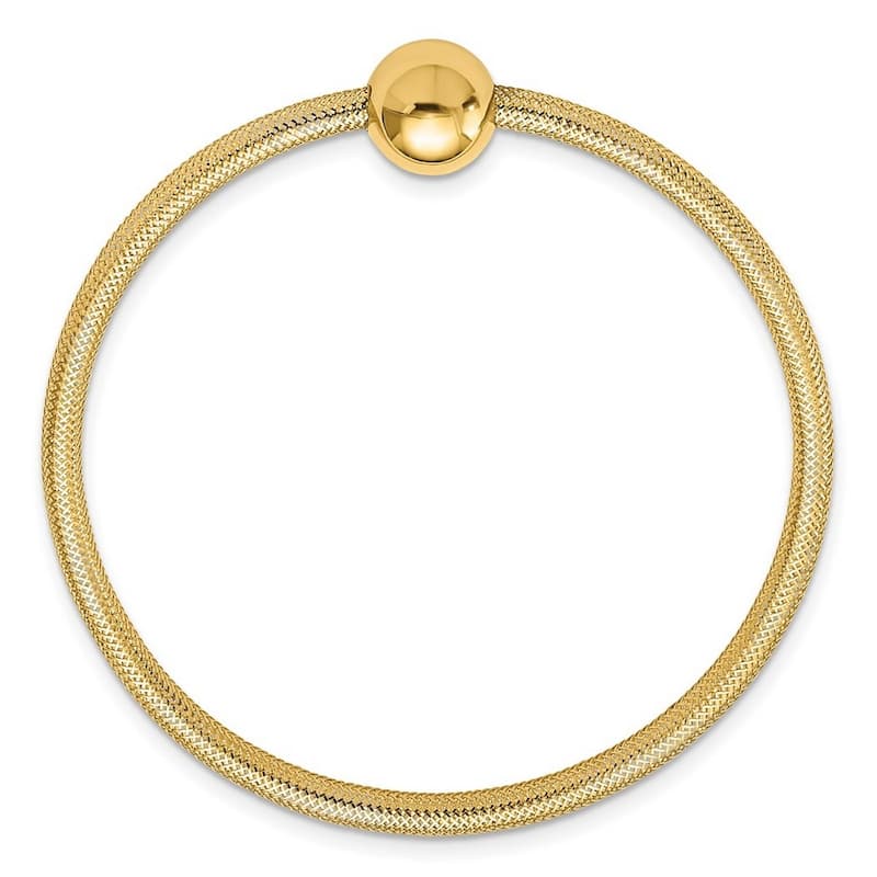 Curata 14k Yellow Gold 7.5" Polished Bead Mesh Stretch Bracelet