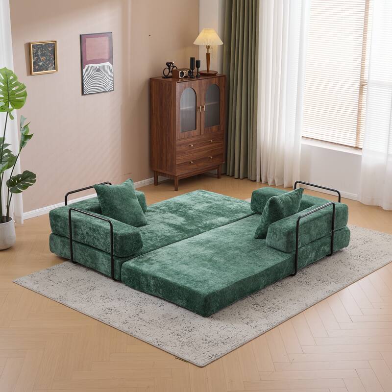 Floor Couch,Compression Sofa,Convertible Floor Sofa Bed-with Pillow Back Support Armrest,Comfy Futon Couch Lounge Sleeper Bed