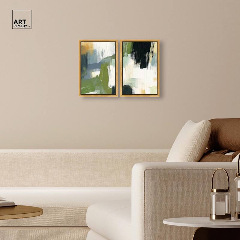 Textured Greens I Canvas Set of 2 by Art Remedy