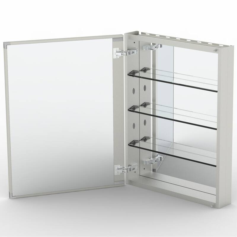 23" x 30" Rectangular Aluminum Surface Mount Medicine Cabinet with Mirror and Shelves - 23" x 30"