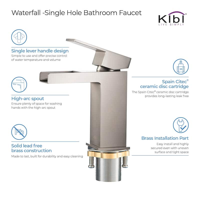 Waterfall Solid Brass Single Handle Sink Faucet