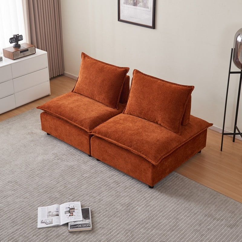 Armless Super Soft Chenille Modular Sofa Design (2 & 3 Seater)