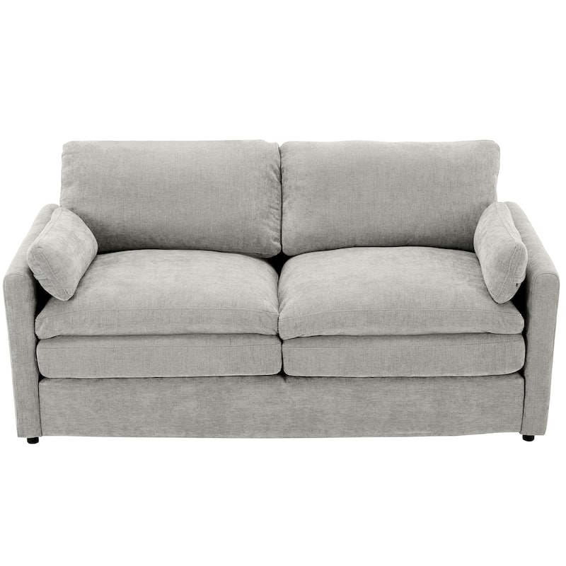 Roomfitters Cozy Oversized Upholstered Loveseat Cloud Sofa with Plush Double Cushion for Living Room, Light Grey