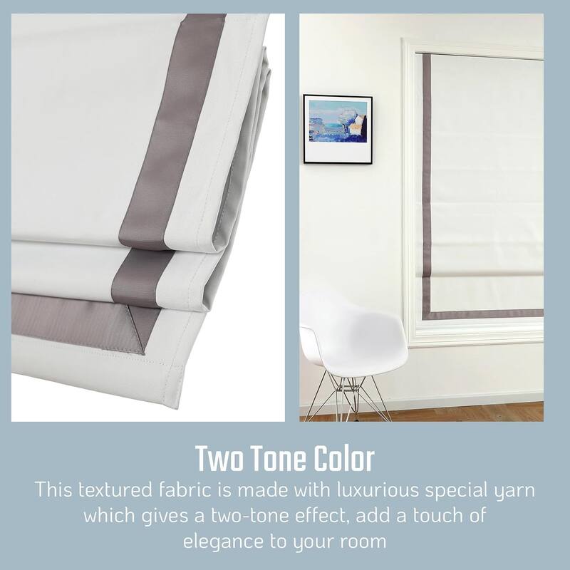 Poyester Greenwich 100% Blackout Roman Shade with Ribbon Border