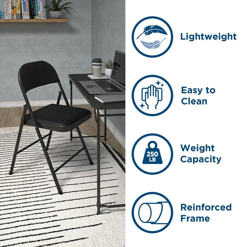 COSCO SmartFold Fabric Folding Chair, 4-Pack