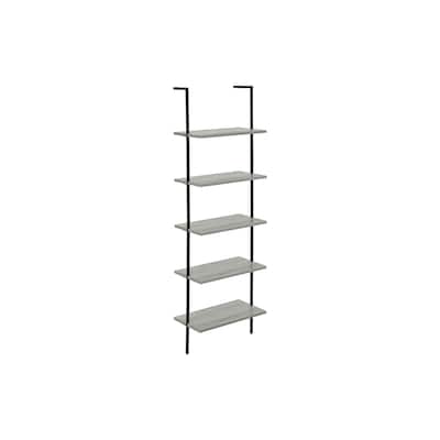 Bookshelf, Bookcase, Etagere, Ladder, 5 Tier, 72"h, Office, Bedroom, Laminate, Metal, Contemporary, Modern