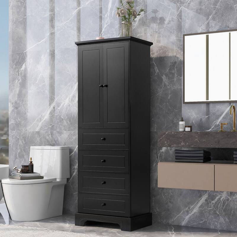 Modern Bathroom Storage Cabinet - Black