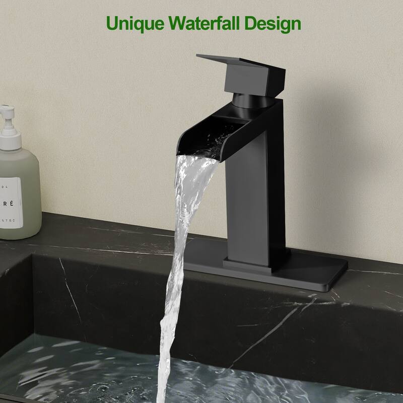 Topcraft Single Handle Waterfall Bathroom Faucet with Baseplate