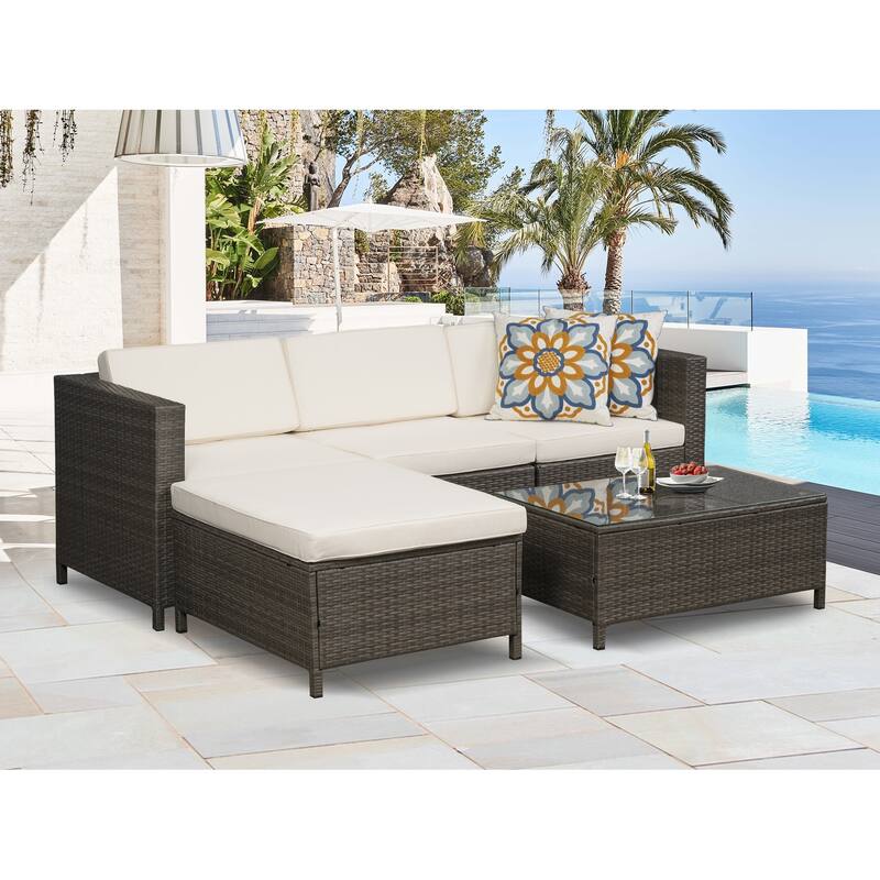 Royalcraft 5 Pieces Wicker Outdoor Sectional Sofa Sets