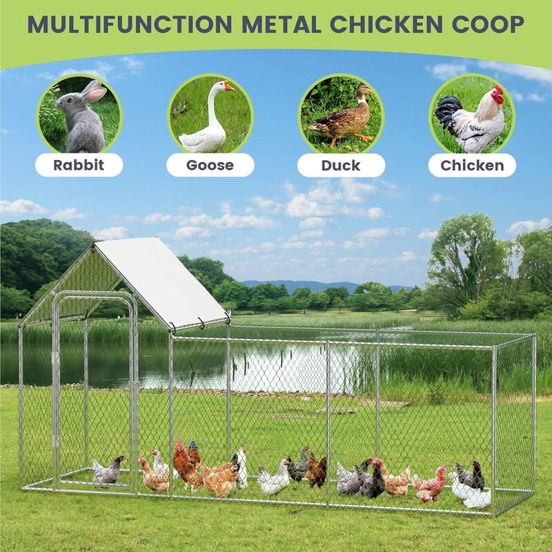 Upgrade Metal Chicken Coop Run, Waterproof and Anti-Uv