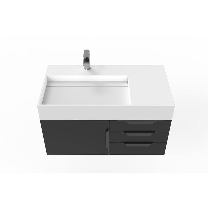 Amazon 36" Wall Mounted Bathroom Vanity Set w/ White Top