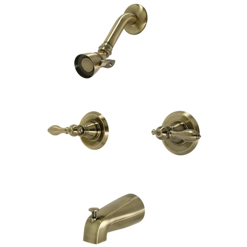 Kingston Brass American Classic Two-Handle Tub and Shower Faucet - Antique Brass