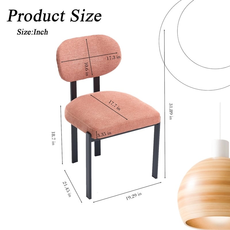 2Pcs Modern Dining Room Chairs Mid-Century Upholstered with Metal Legs