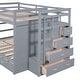 preview thumbnail 8 of 10, Full Over Full Bunk Bed with Twin Trundle & Stairs, Wood Bunk Beds with Storage Drawers & Guardrail for Kids Teens Adults, Grey