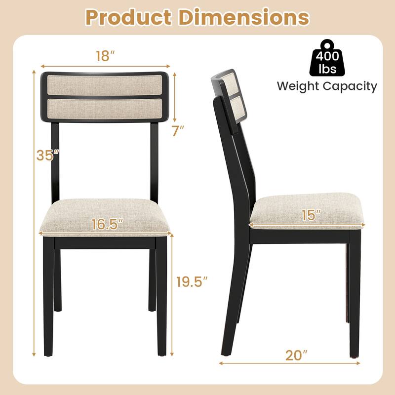 Gymax Modern Dining Chairs Set of 2 w/Tilt Backrest Rubber Wood Legs