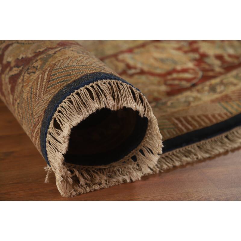 Hand Knotted Oriental 100% Wool Carpet Traditional Medallion Navy Blue & Blues Agra Area Rug - 13' 0'' X 12' 9''