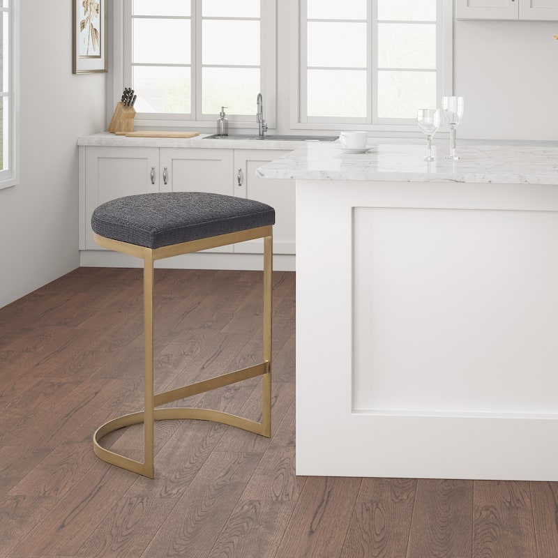 Madison Park Marc Charcoal/ Antique Gold Counter Stool - Charcoal/ Antique Gold