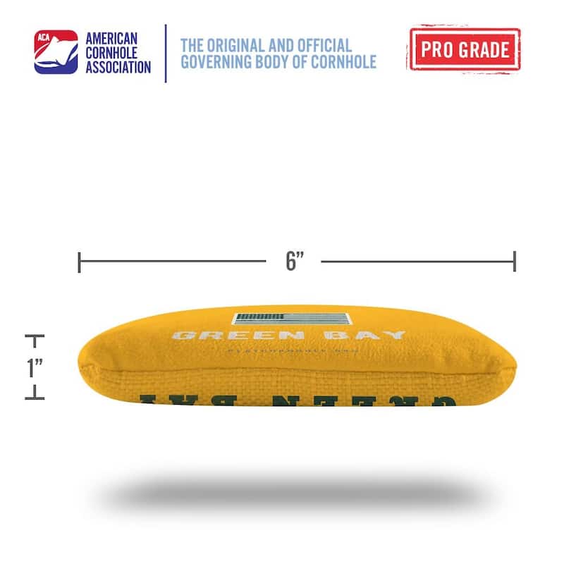 Green Bay Football Yellow Dual Sided Cornhole Bags