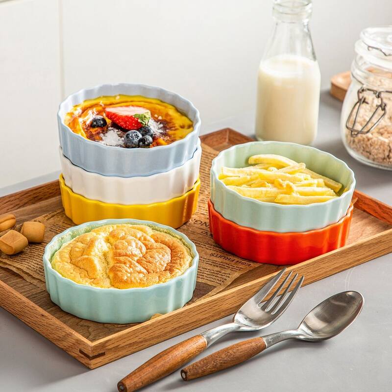LOVECASA 6 oz Porcelain Mini Ramekins (Set of 6)