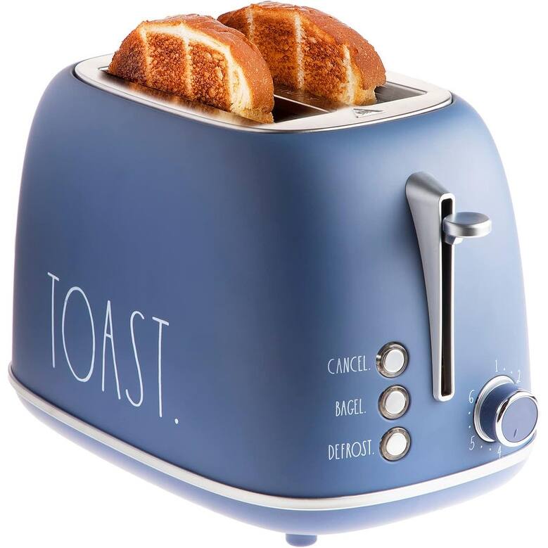 Rae Dunn Retro Rounded Bread Toaster, 2 Slice Stainless Steel - navy