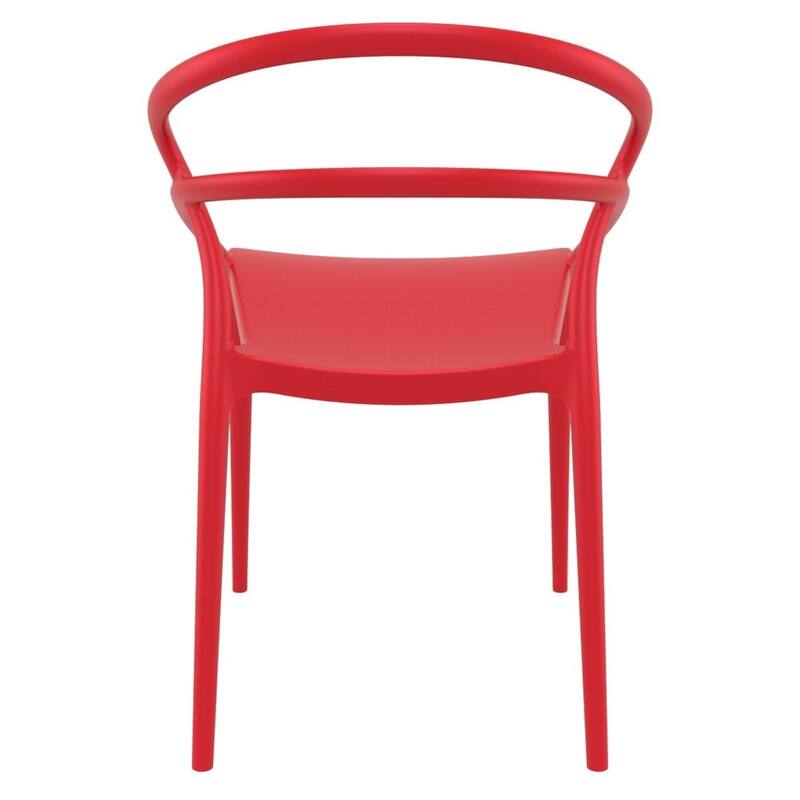 32.25" Red Outdoor Patio Round Dining Chair