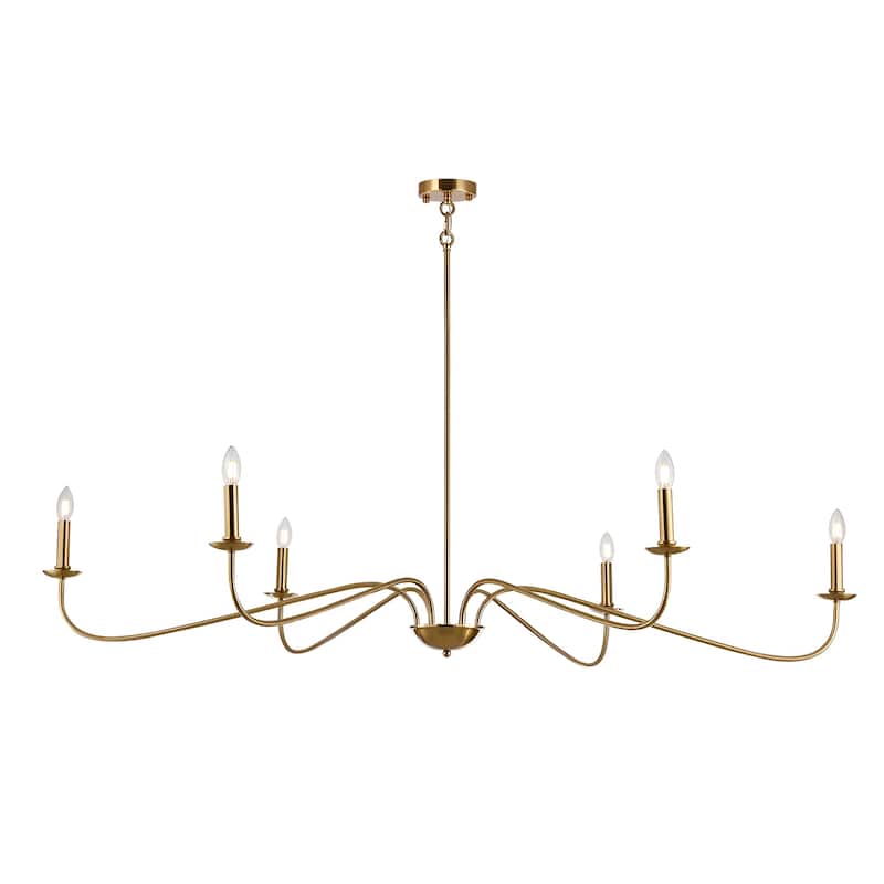 6-Light Classic French Minialist Chandelier with Candle-Style Lighting - Gold