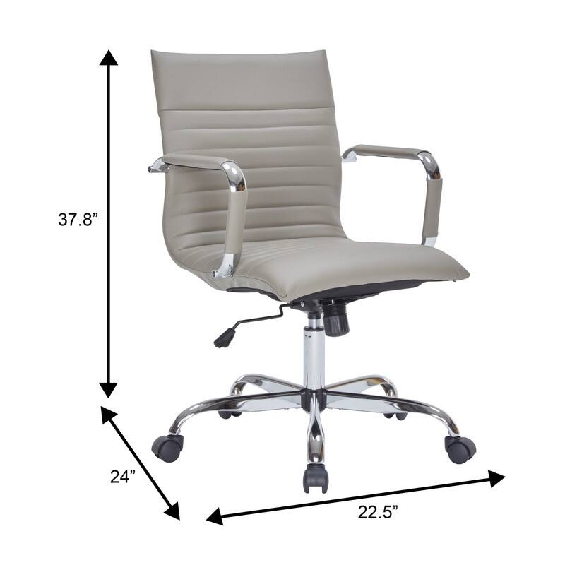 Harris Ergonomic Mid-Back Leather Office Chair with Metal Frame, Adjustable Height, Tilt Lock, and Swivel for Home Office