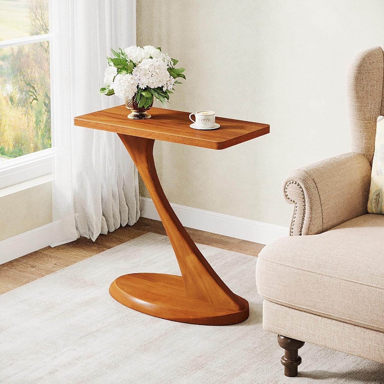 Narrow Side Table Wood End Table for Living Room - Bed Bath