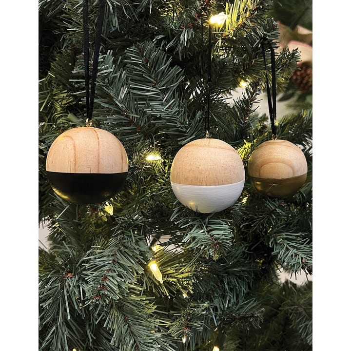BECKI OWENS Rustic Wooden Christmas Ornaments - Set of 3 - Wood