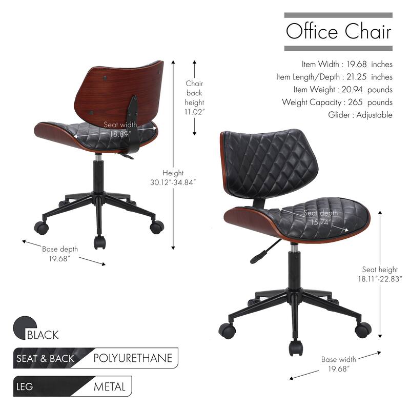 Porthos Home Zara Faux Leather Mid-Century Office Chair