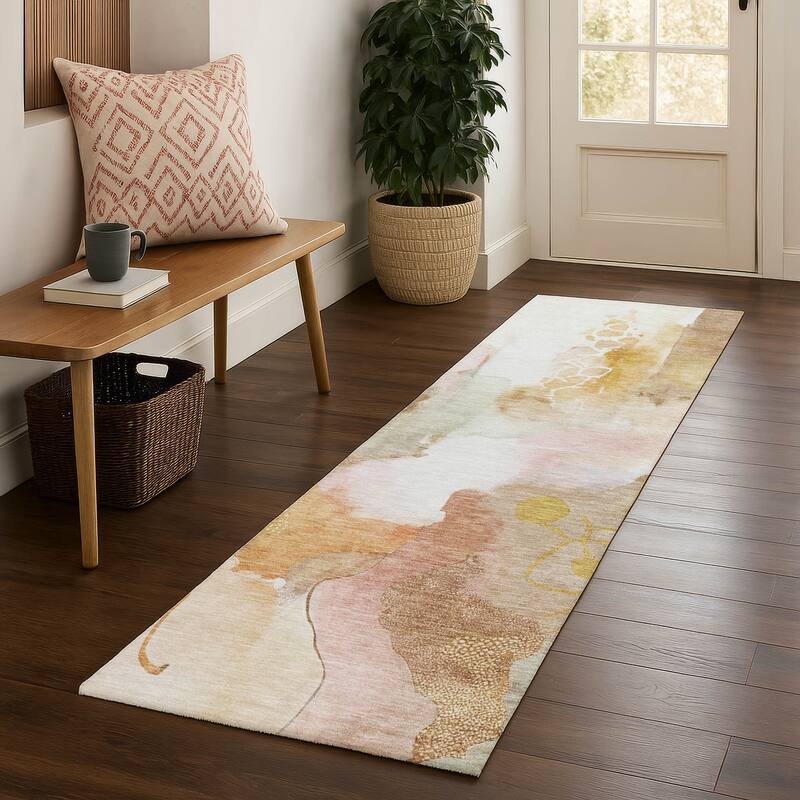 Premium Washable Super Soft Abstract Contemporary Mayfield Rug - Mauve - 2'3" x 7'6"