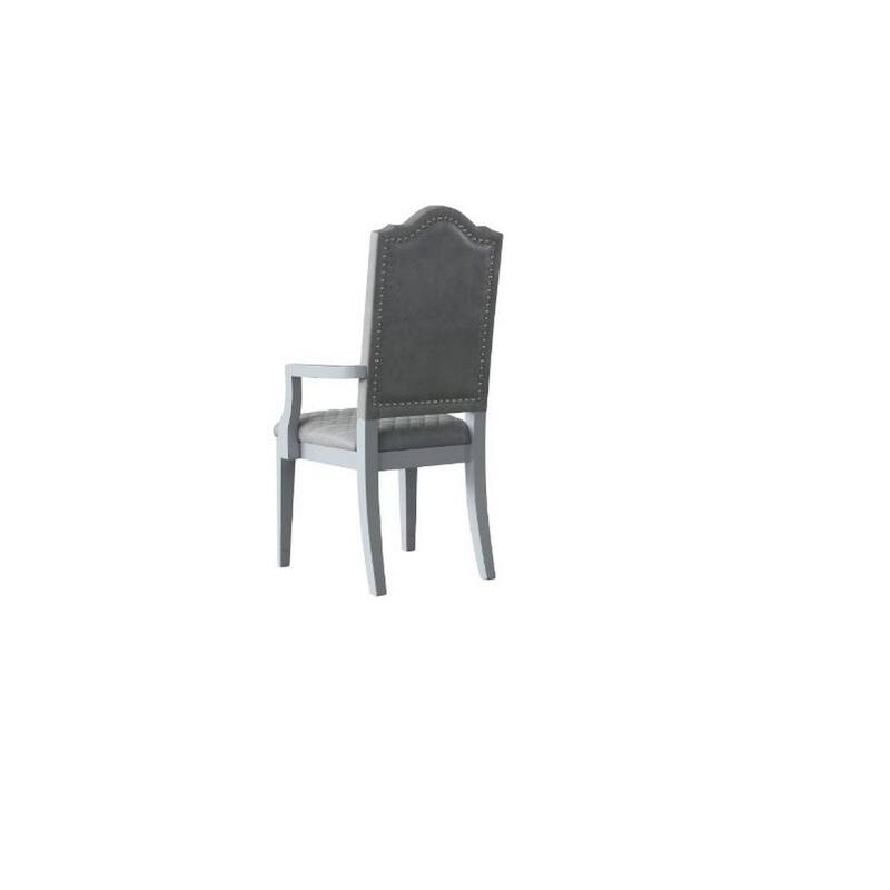 Arm Chair with Padded Seat and Arched Top, Set of 2, Beige