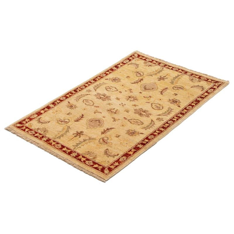 ECARPETGALLERY Hand-knotted Peshawar Oushak Beige Wool Rug - 3'1 x 5'1