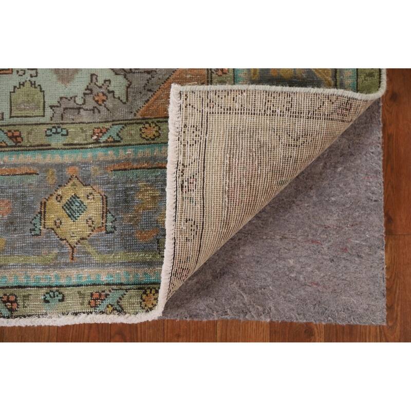 Hand Knotted Oriental 100% Wool Carpet Traditional Medallion Greys & Charcoal Tabriz Area Rug - 9' 9'' X 6' 5''