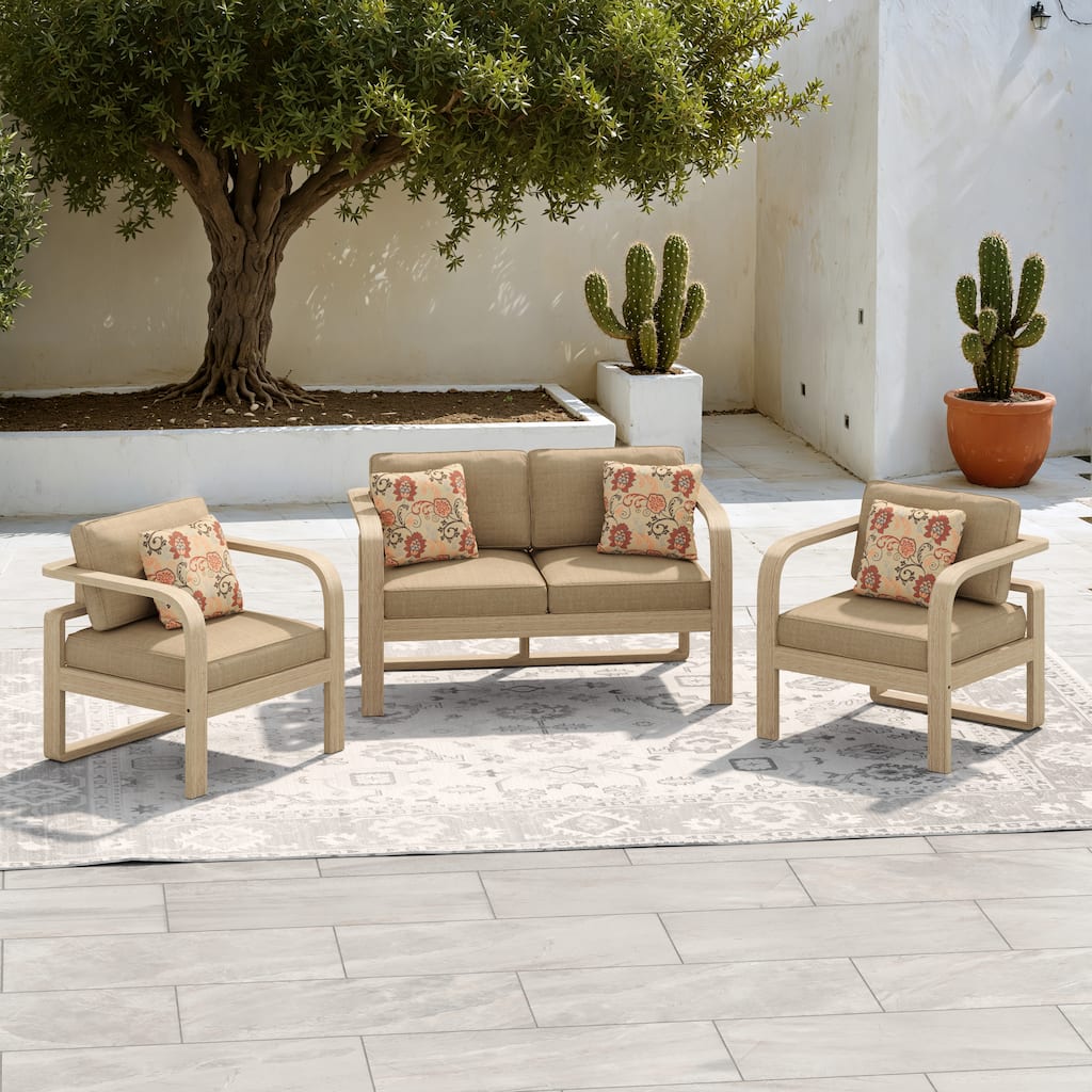Corvus Annette 3-piece Outdoor Conversation Set with Sunbrella Cushions and Pillows