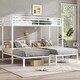 preview thumbnail 2 of 10, White Metal Triple Bunk Bed, Twin Over Twin & Twin XL Over Twin with Guardrails