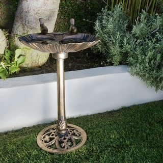 Alpine Corporation 31" Tall Outdoor Vintage Birdbath with Bird Figurines Yard Statue