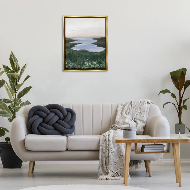 Stupell Peaceful Greenery by Lake Framed Floater Canvas Wall Art Design By Nikita Jariwala