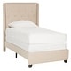 preview thumbnail 1 of 0, SAFAVIEH Winslet Light Beige Linen Upholstered Tufted Wingback Bed (Twin)