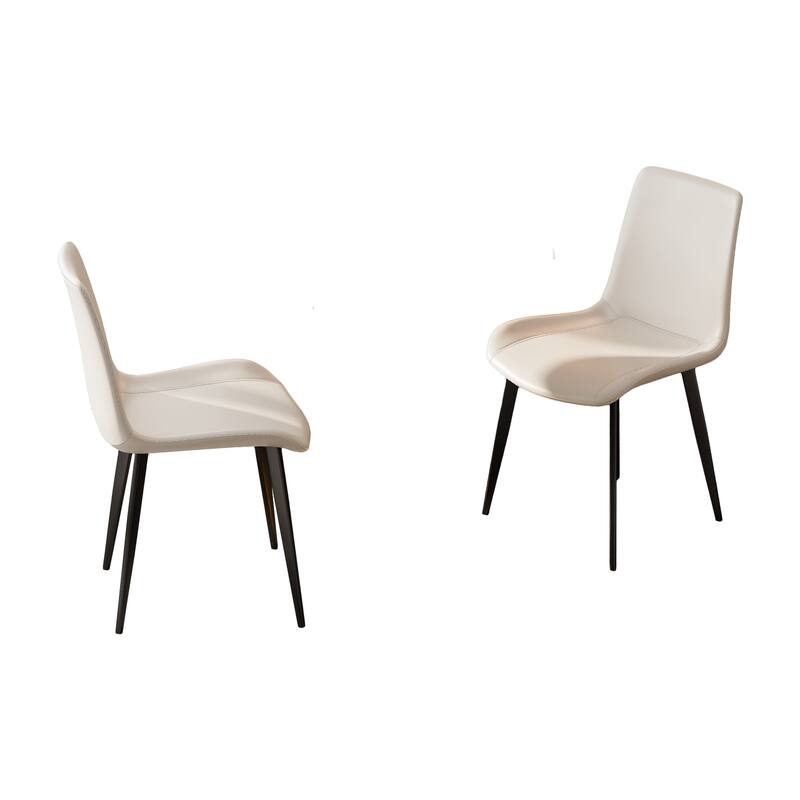 4 PCS Modern Dining Room Chairs, Upholstered Faux Leather Cushion Seat & Sturdy Metal Legs