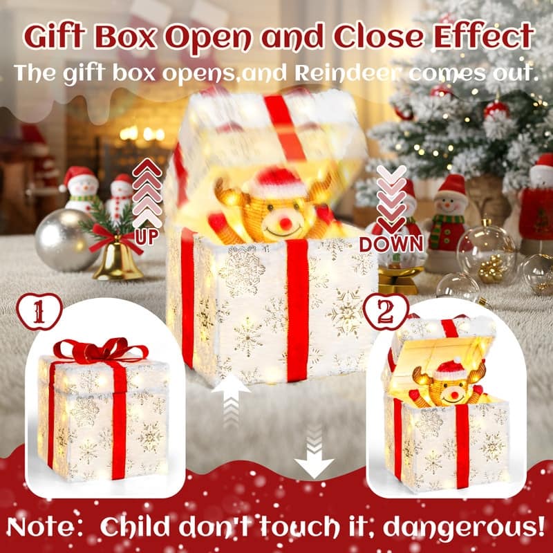 12in Motorized Gift Box Christmas Decorations with Motor
