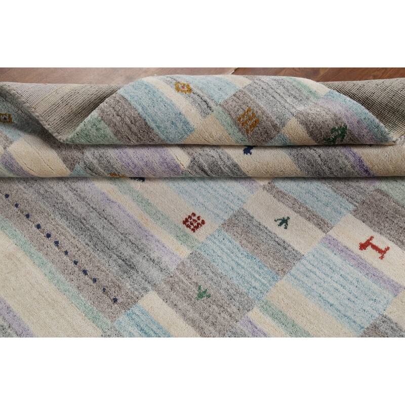 All-Over Tribal Gabbeh Indian Area Rug Hand-Knotted Wool Carpet - 4'9"x 6'6"