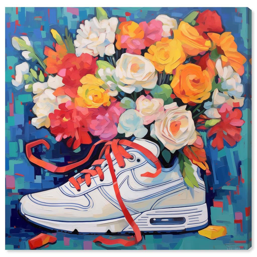Whimsical Sneaker with Flowers Canvas by Art Remedy, Gallery Wrapped