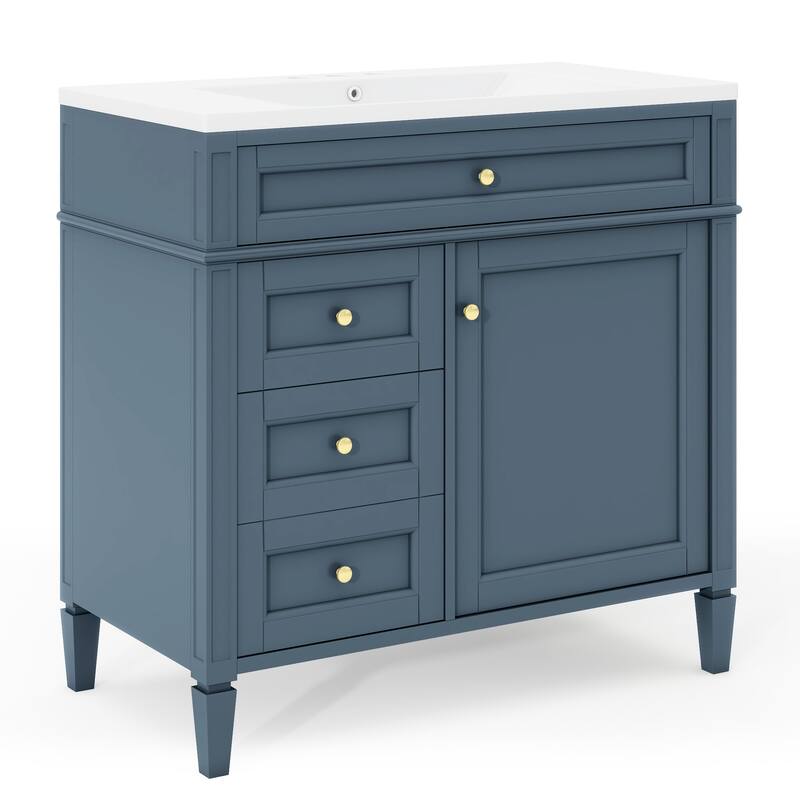 36 inch MDF Freestanding Bathroom Vanity Set with Integrated Ceramic Sink