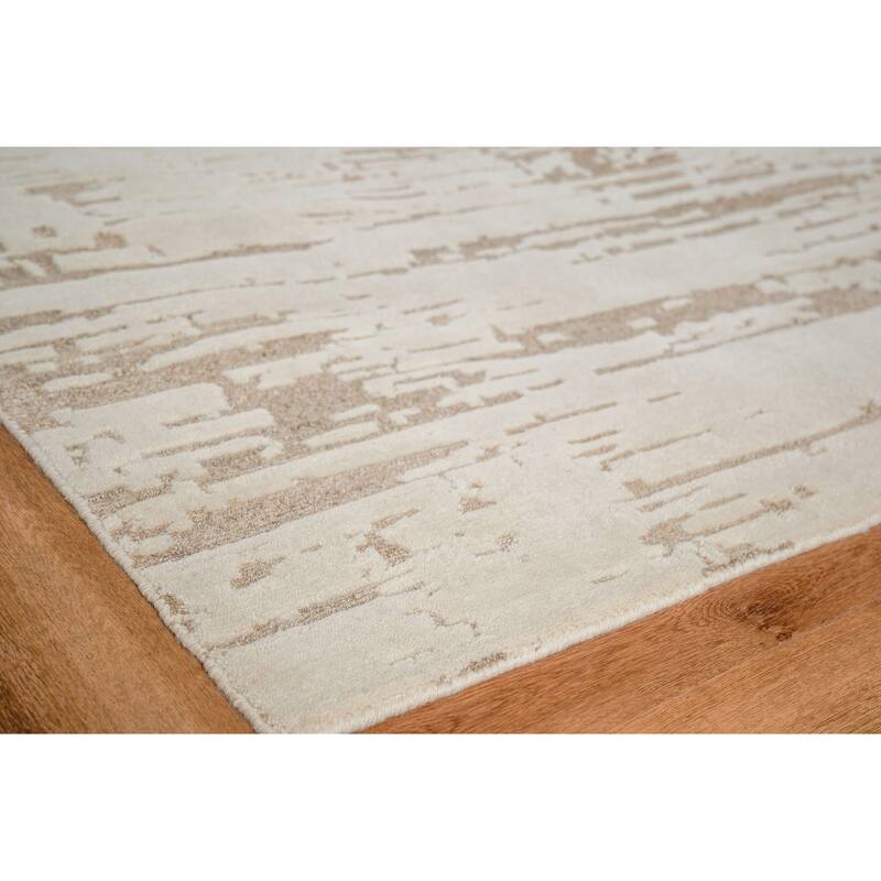 EXQUISITE RUGS Platinum Hand-knotted Wool/Nettle Beige Area Rug.